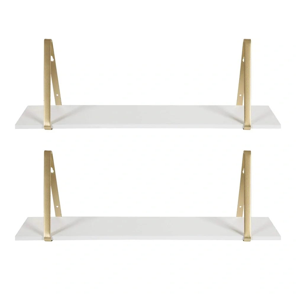 Kate and Laurel Soloman White Wooden Shelves - 2 Piece Set - BRAND NEW